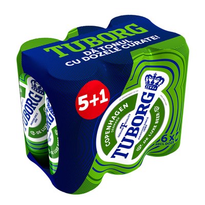 Imaginea TUBORG BERE BLONDA 6X500ML 5% ALC. 5+1 PRODUSUL POATE FI ACHIZITIONAT SI LA BUCATA