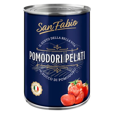 Imaginea SAN FABIO ROSII INTREGI DECOJITE IN SUC DE ROSII GREUTATE MASA NETA SCURSA 240GR