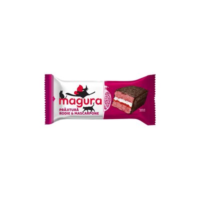 Imaginea MAGURA PRAJITURA CU CREMA DE BRANZA MASCARPONE  UMPLUTURA DE RODIE SI GLAZURA CACAO