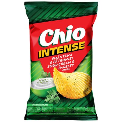 Imaginea CHIO CHIPS INTENSE CARTOFI GUST DE SMANTANA SI PATRUNJEL